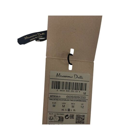 Massimo Dutti Womens Midi Dress M White Linen With Strap Details 6609/609 NWT - Picture 7 of 12